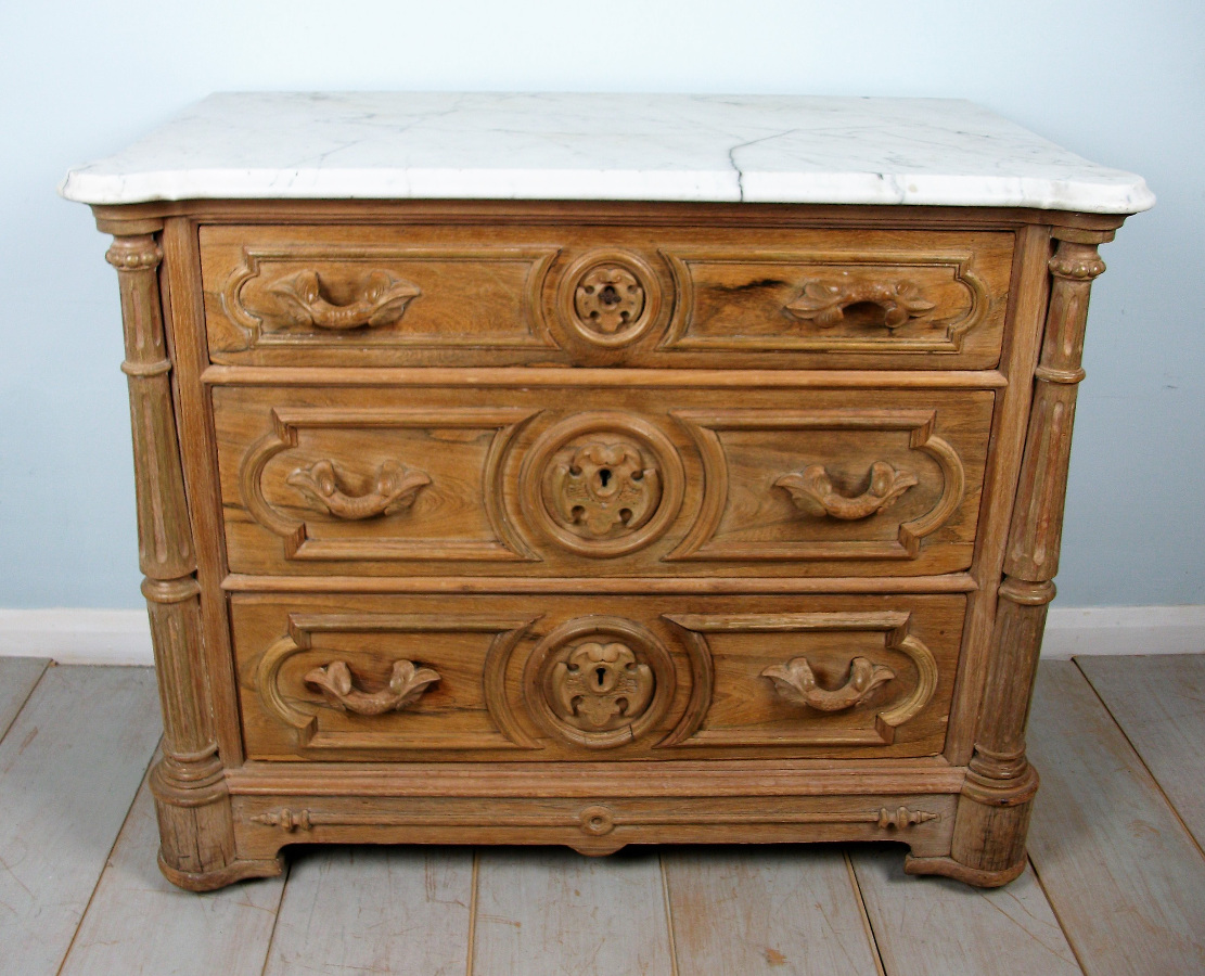 Carved Commode with Marble Top of small proportions